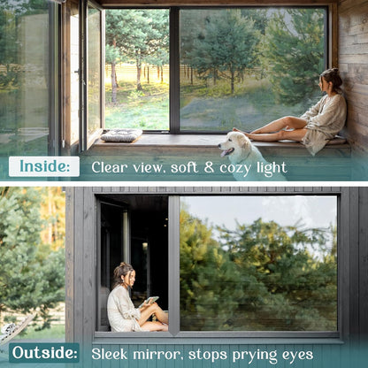Haton Window Privacy Film, Stained Glass Rainbow Film Decorative Window Clings, Static Cling Sun Blocking Stickers Decals Coverings Tint for Home Heat Control, Non-Adhesive 17.5" x 78.7"