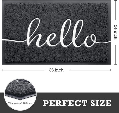 CozyBounty Black Door Mat Welcome Mats Outdoor Indoor Non-Slip Doormat for Entryway Low-Profile Floor Mat for Yard, Garage, High Traffic Areas (30"x17.5", Black)