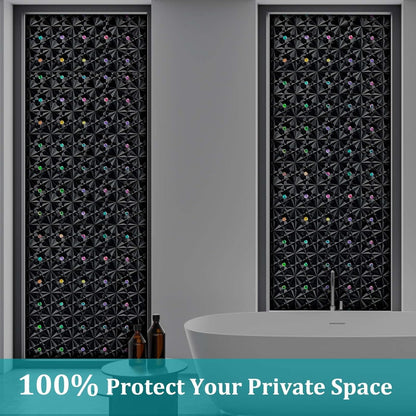 Windimiley 3D Diamond Frosted Window Privacy Film, Static Cling No-Glue Removable Vinyl, UV Blocking Heat Control for Bathroom Bedroom Door, 17.5 x 78.7 inch