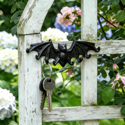 Coat Hooks Wall Mounted, Rustic Bat Key Hook Holder, Heavy Duty Decorative Black Wall Hooks for Mudroom, Towels, Hat Rack, Purse Hooks, Cast Iron Decorative ‎Antique Black Hooks