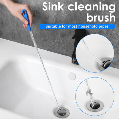 4 Packs Snake Drain Hair Removal Tools, 17.7" Long Flexible Drain Cleaning Brush, Sewer Drains Brush, Drains Clog Remover, Shower Clog Remover for Curved Pipes and Slim Holes