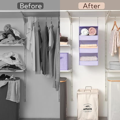 GRANNY SAYS 3-Shelf Hanging Closet Organizer and Storage, Collapsible Hanging Closet Shelves, Hanging Organizer for Closet & RV, Gray, 29 ½" H X 12" W X 12" D, 1-Pack