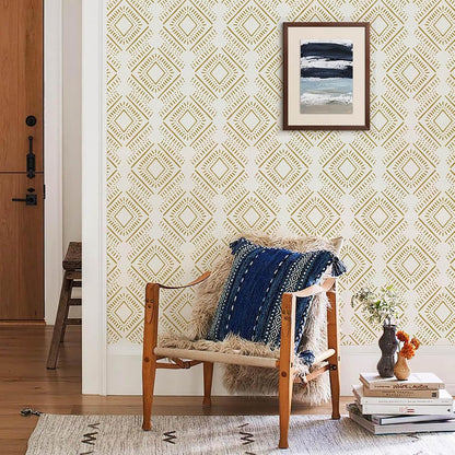 Heroad Boho Peel and Stick Wallpaper Beige Renter Friendly Wall Paper Peel and Stick Modern Contact Paper Neutral Geometric Wallpaper for Bedroom Bathroom Cabinets Decor Vinyl Waterproof 17.3"x78.7"