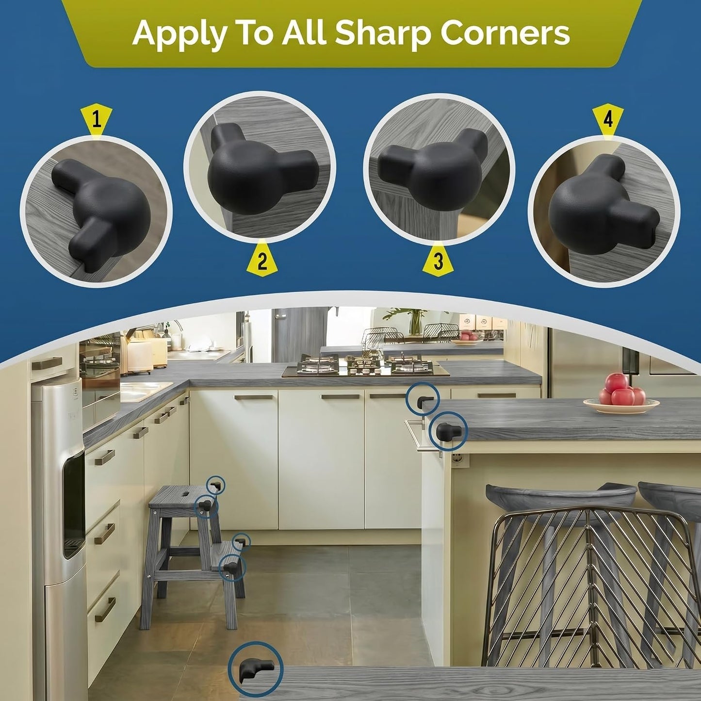 Silicone Corner Protectors for Baby Proofing – Soft Adhesive Corner Guards for Tables & Furniture, Child Safety Edge & Corner Bumpers. Protects Toddlers from Sharp Edges (12 Pack/Brown)