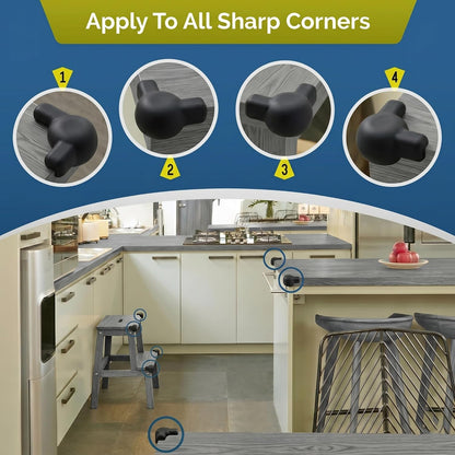 Silicone Corner Protectors for Baby Proofing – Soft Adhesive Corner Guards for Tables & Furniture, Child Safety Edge & Corner Bumpers. Protects Toddlers from Sharp Edges (12 Pack/Brown)