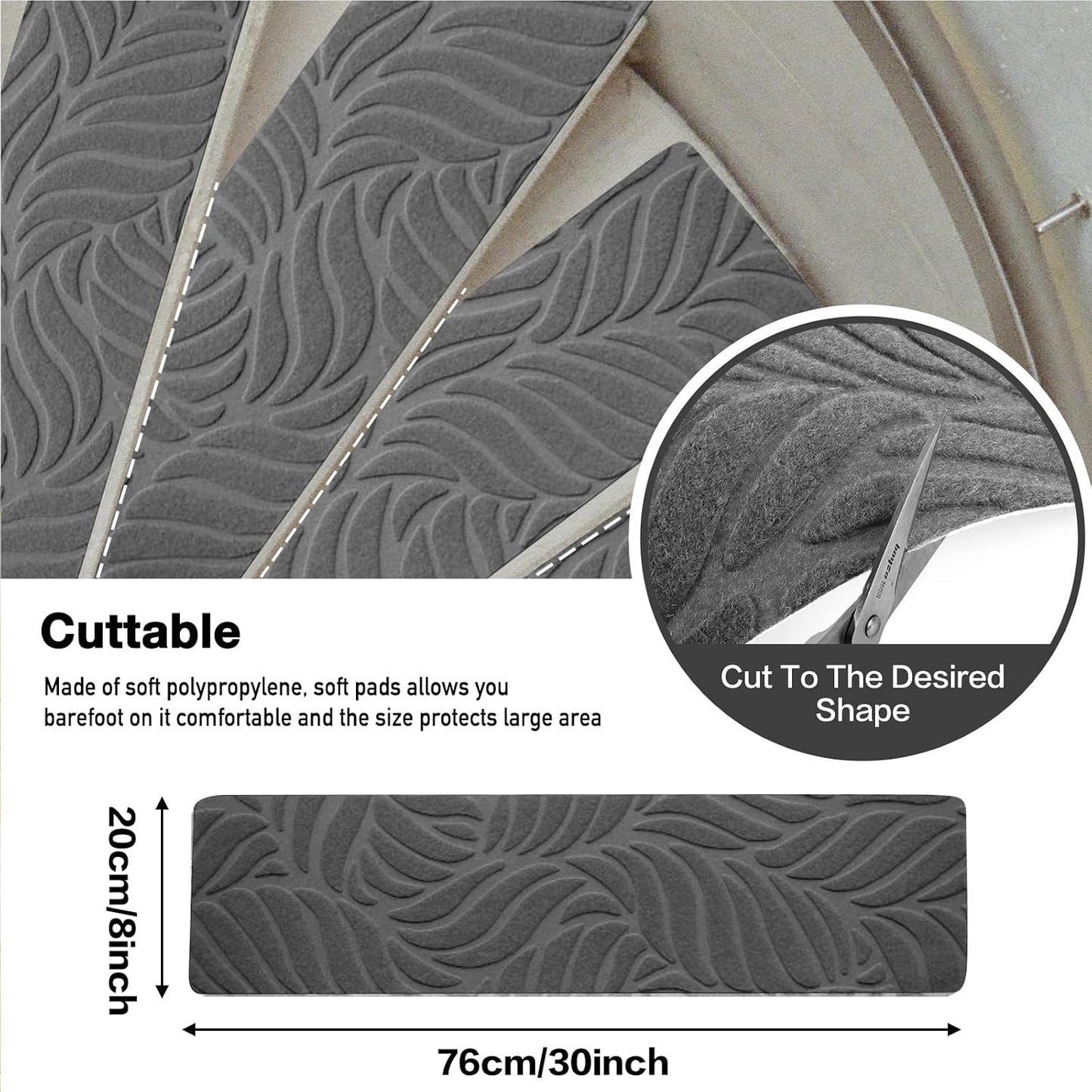 15 Pack 8 "X 30" Non-Slip Carpet Stair Treads for Indoor Wooden Steps, Made of Polyester and Reusable Adhesive, Suitable for Kids Elders and Pets（Black Lines）