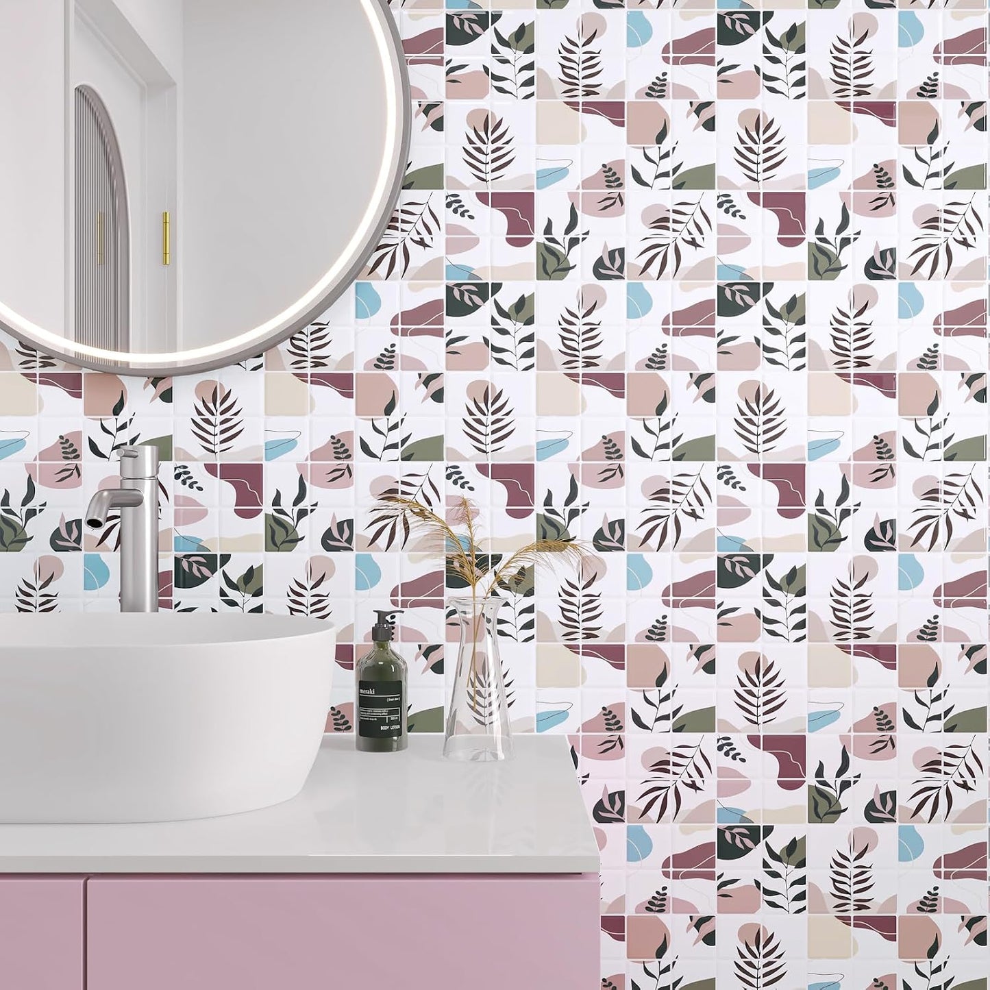 CHIHUT 6 Sheets 12"x12" Glossy Grey Concrete Checkered Peel and Stick Backsplash Tiles Waterproof Heat Resistant Self Adhesive Vinyl Wall Tiles for Kitchen Bathroom Laundry Room Renter Friendly Tiles