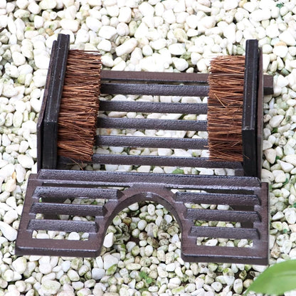Cast Iron Shoe Brush, Rust Brown Shoe Cleaner with Bristles, 4.3 Inch Height Boot Scraper Mat for Porch, Entryway, Hallway