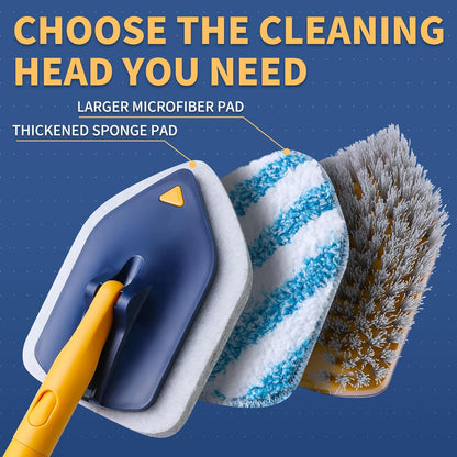 BOOMJOY Tub Cleaner Brush with Long Handle, 55" Extendable Tub Scrubber with Locking Head, No Scratch Shower Cleaning Brush for Bathtub, Bathroom Ceilings, Toilet, Kitchen, Tile, Sink