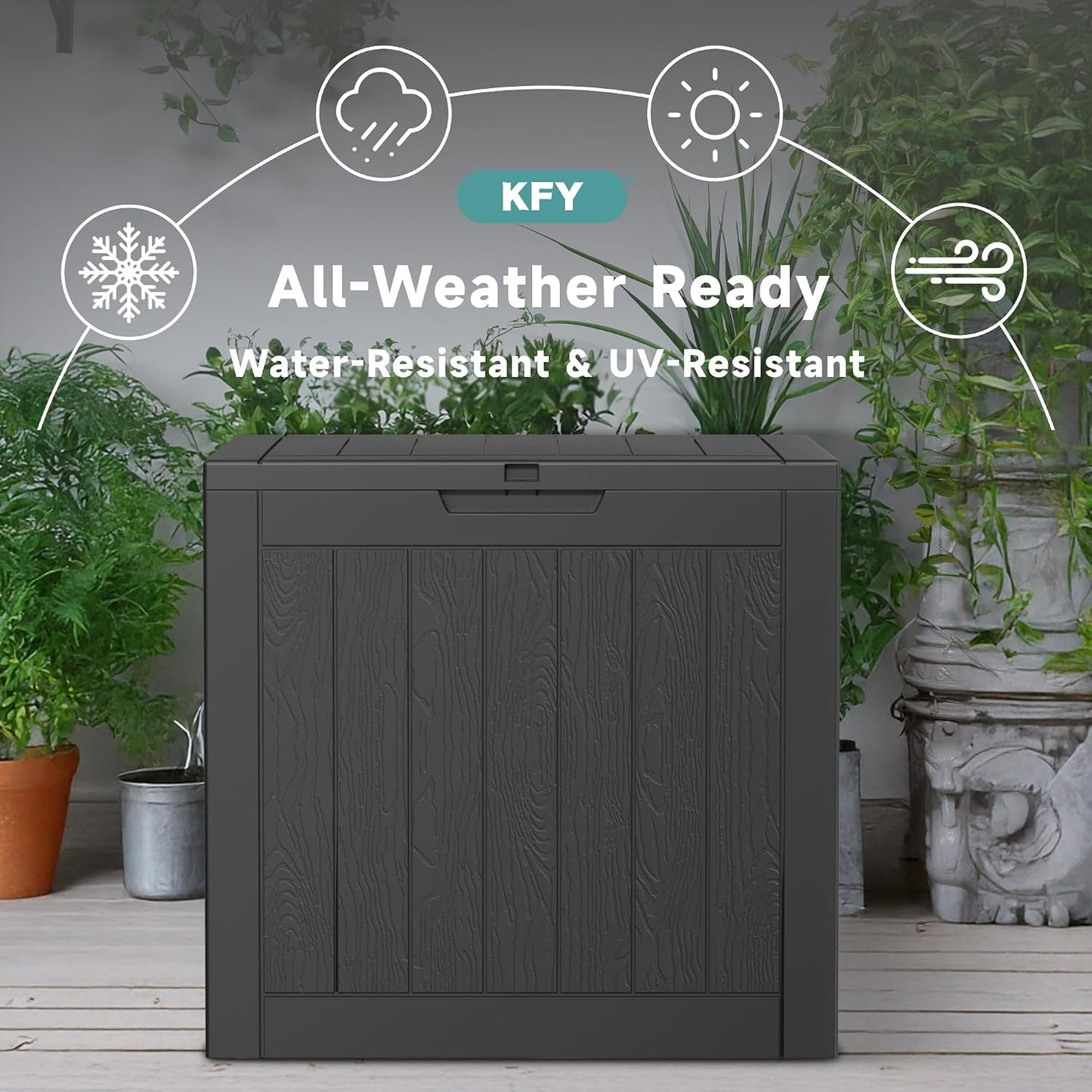 320 Gallon Waterproof Outdoor Storage Box, UV Resistant Resin Deck Box with Hydraulic Rod for Reinforced Stability, Perfect for Patio, Garden, and Pool（Black，320 Gallon）