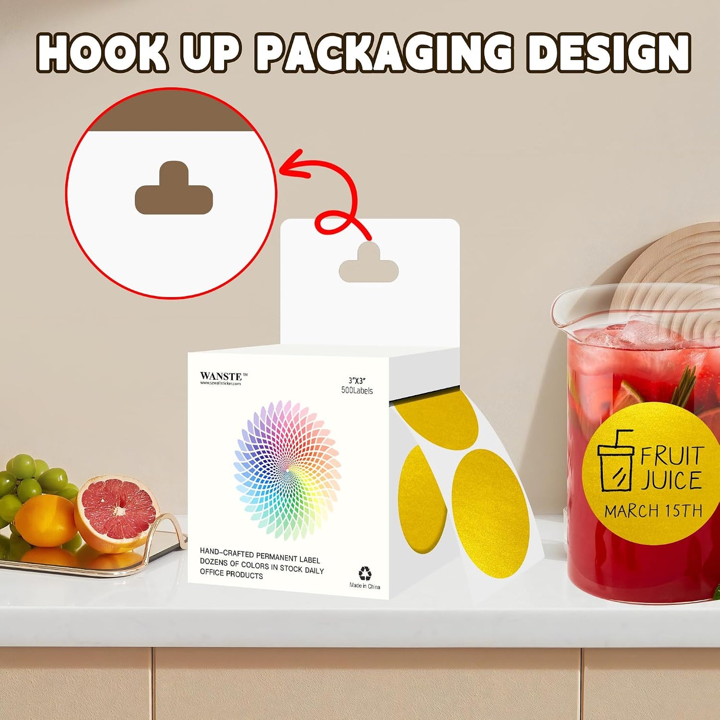 3 Inch White Color Code Dot Stickers,500 PCS Round Labels Stickers in Dispenser Box for Organization, Inventory,Classroom