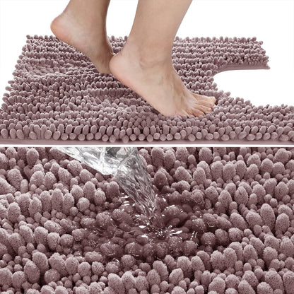 Yimobra Bathroom Rugs Non Slip Washable - Ultra Soft Absorbent Chenille Bath Mat, Quick Dry Shaggy Floor Carpet for Tub Shower, Gray Home Decor Accessories, 24x17 Inch