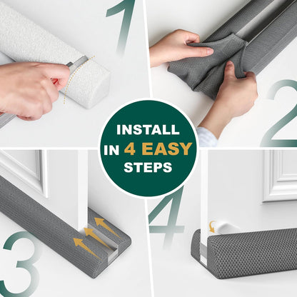 HADOR 30 Inches Door Draft Stopper - 24"-30" Adjustable, Seals 0.5"-1.7" Gaps | Blocks Drafts/Noise/Pet Hair | No Permanent Adhesive, Machine Washable, Grey