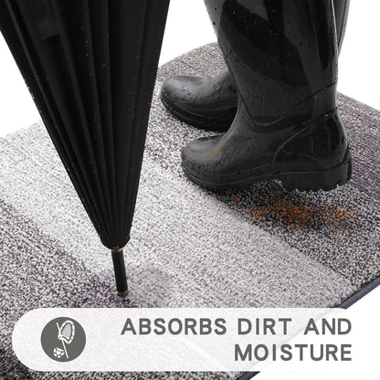 Kitinjoy Indoor Outdoor Door Mat, 32x20 Non-Slip Absorbent Dirt Trapper, Low-Profile Washable Inside Entrance Front Floor Mat, Sturdy Soft Entry Doormats for Entryway, Grey