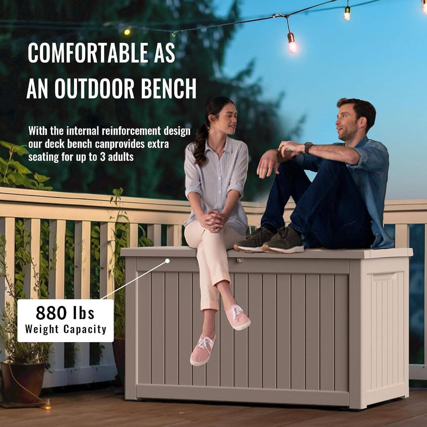 DRATO 180 Gallon Outdoor Storage Box, Large Waterproof Deck Box, Lockable Resin Storage Container with Reinforced Support for Patio Cushions, Garden Tools, UV-Resistant Outdoor Chest（Black，180 Gallon）
