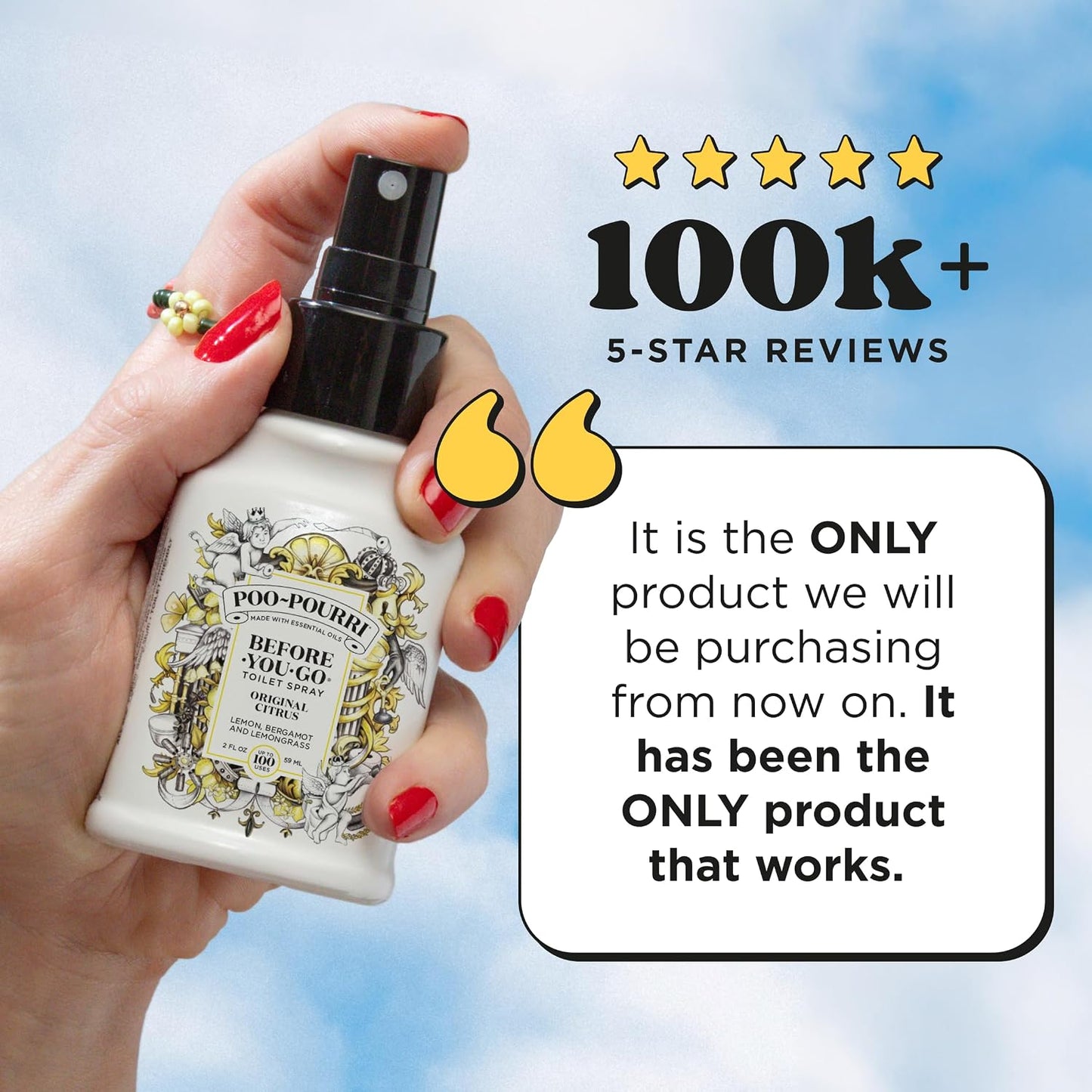 Poo-Pourri Before-You-Go Toilet Spray Refill, Original Citrus, 16 Fl Oz, Up to 800 Uses, Bathroom Odor Deodorizer with Essential Oils for Home or Work, Lemon, Bergamot and Lemongrass Scent