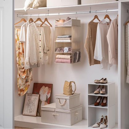StorageWorks Hanging Closet Organizer, 3-Shelf Hanging Closet Shelves with Top Shelf, 15 ¾"W x 12" D x 31" H, Extra-Large Space, Ivory White