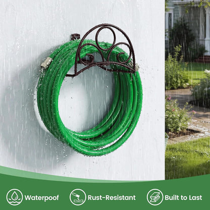 Metal Garden Hose Holder - Wall Mounted Water Hose Holder - Hose Hanger Heavy Duty for Water Hose Extension Cords Vacuum Hose bronze