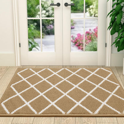 Finchitty Indoor Door Mat, Dirt Resistant and Absorbent, Low-Profile, Non-Slip, Washable Inside Floor Mats for Front Door, Back, and Entrance, 32" x 20", Grey