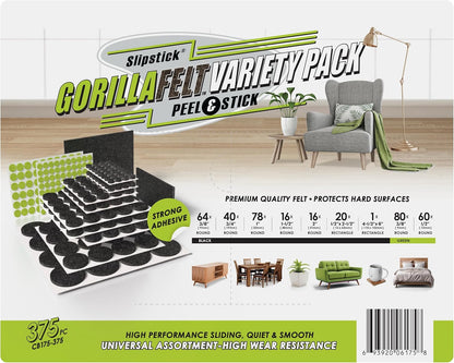 GorillaFelt Chair Leg Floor Protectors/Felt Chair Glides (Set of 16) Tap-On Felt Furniture Pads Guaranteed to Stay On, 1 Inch Round Chair Sliders