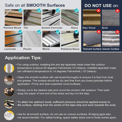 Anti Slip Tape with Glow in Dark Stripe for Stairs, 6”x35ft, Grip Tape for Stairs Steps for Outdoor/Indoor, Waterproof Non Slip Strips for Stair Treads, High Traction, Easy Install