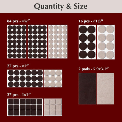 Felt Furniture Pads - Chair Leg Floor Protectors for Hardwood Floors - Felt Pads for Furniture - Furniture Sliders - Furniture Legs - 156 pcs - Black
