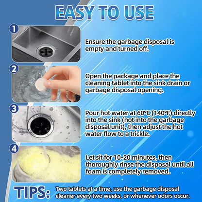 Garbage Disposal Cleaner and Deodorizer 50 Packs, Powerful Garbage Disposal Cleaner Tablets, 1 Year Supply For Kitchen Sink, Drain Clean, Home Cleaning Essentials (50packs)