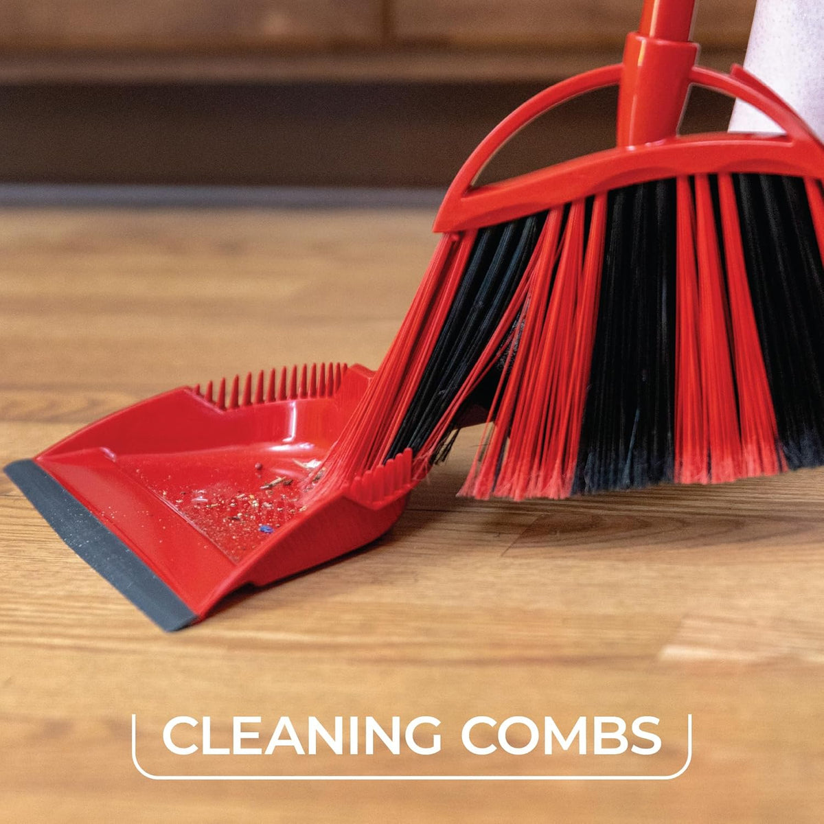 O-Cedar Strong Sweep Broom and Dustpan Set with Detail Brush | Indoor Outdoor Heavy Duty Stiff Bristle Broom | Step-On Dust Pan