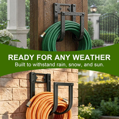 Garden Hose Holder Wall Mount - Heavy Duty Water Hose Holders for Outside, Detachable Garden Hose Hanger Holds 100 Ft, Metal Water Hose Storage for Garden Garage or Yard