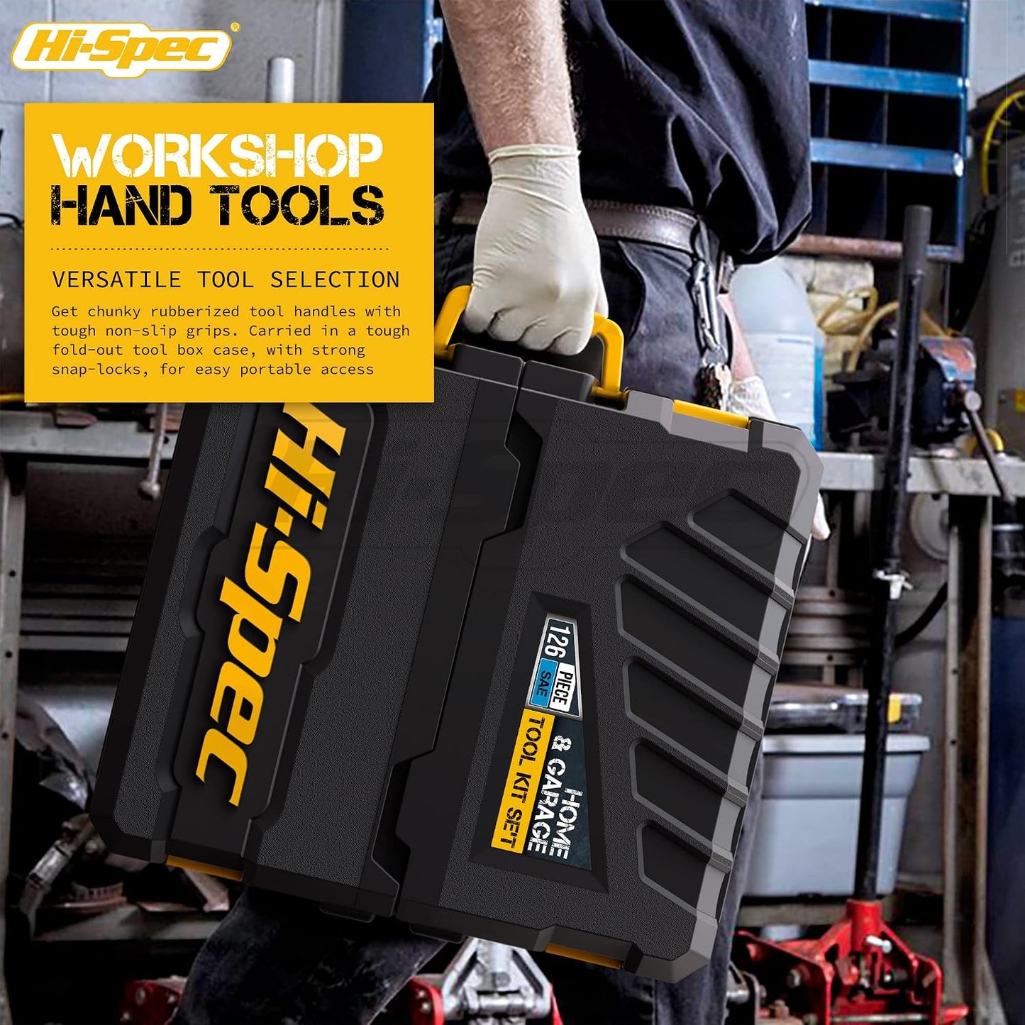 Hi-Spec 57pc Home Garage DIY Tool Kit Set. Complete Beginner Handyman and Home Mechanics Tool Box Set for Auto, Car, Bike and Household Repairs