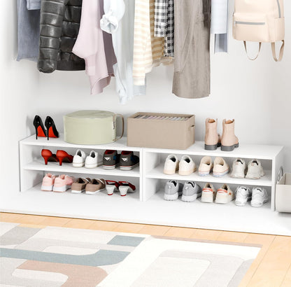 Whitmor Wood Stackable 2-Shelf Shoe Rack, White, 24 inches
