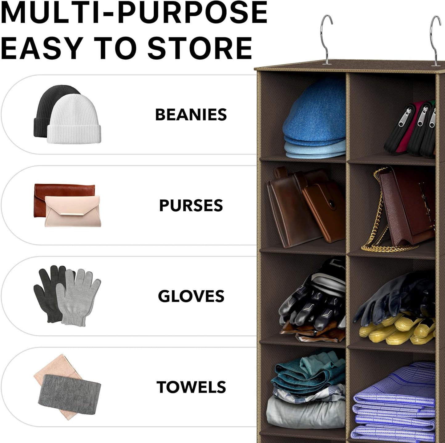 Simple Houseware 20 Section Shelves Hanging Shoes Organizer Holder for Closet, Gray