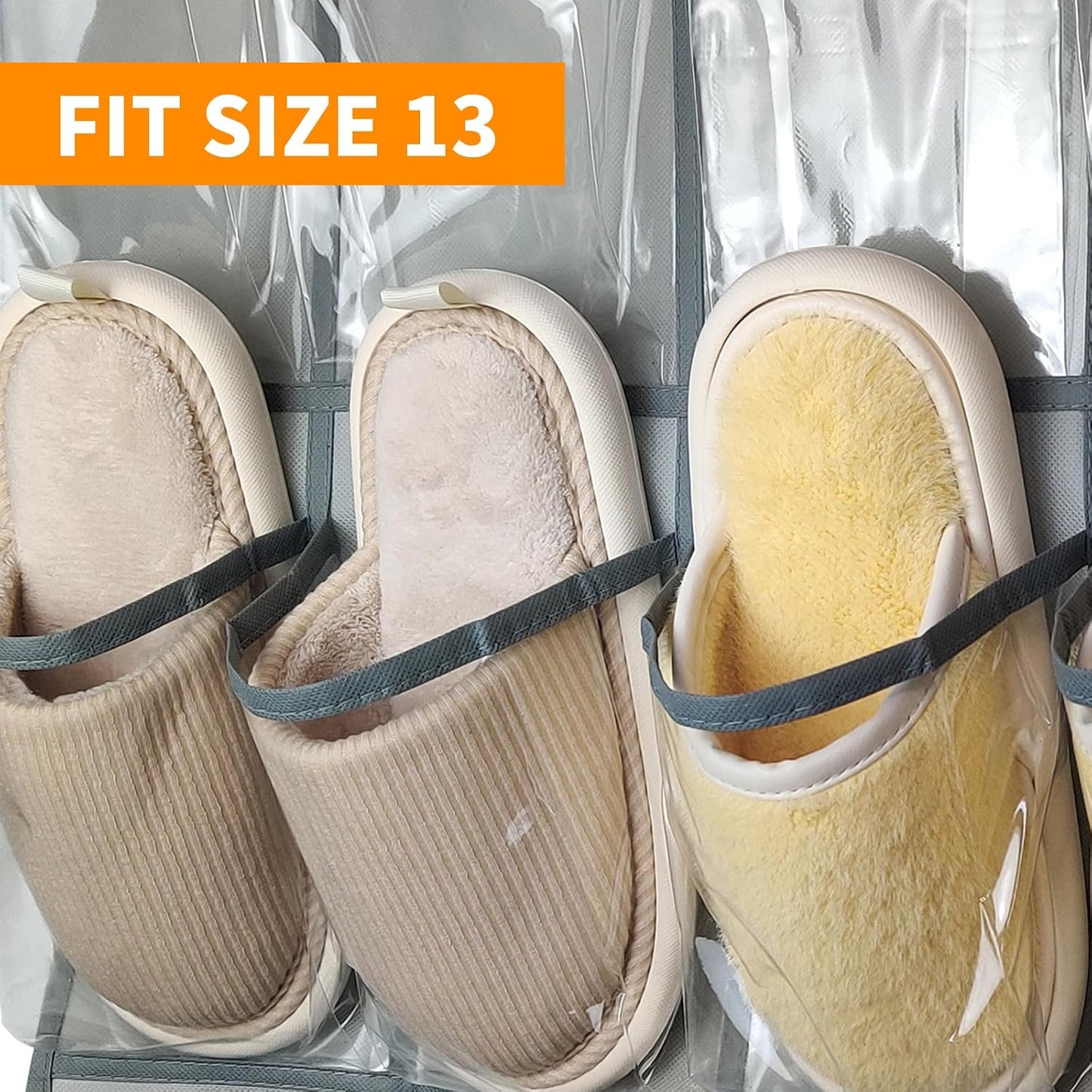 1 Pack 35 Clear Crystal Pockets Large Hanging Shoe Organizer Over The Door Shoe Rack for Closet Door Storage Shoe Holder Hanger, 4Hooks, white (67.7'' x 26.4'')