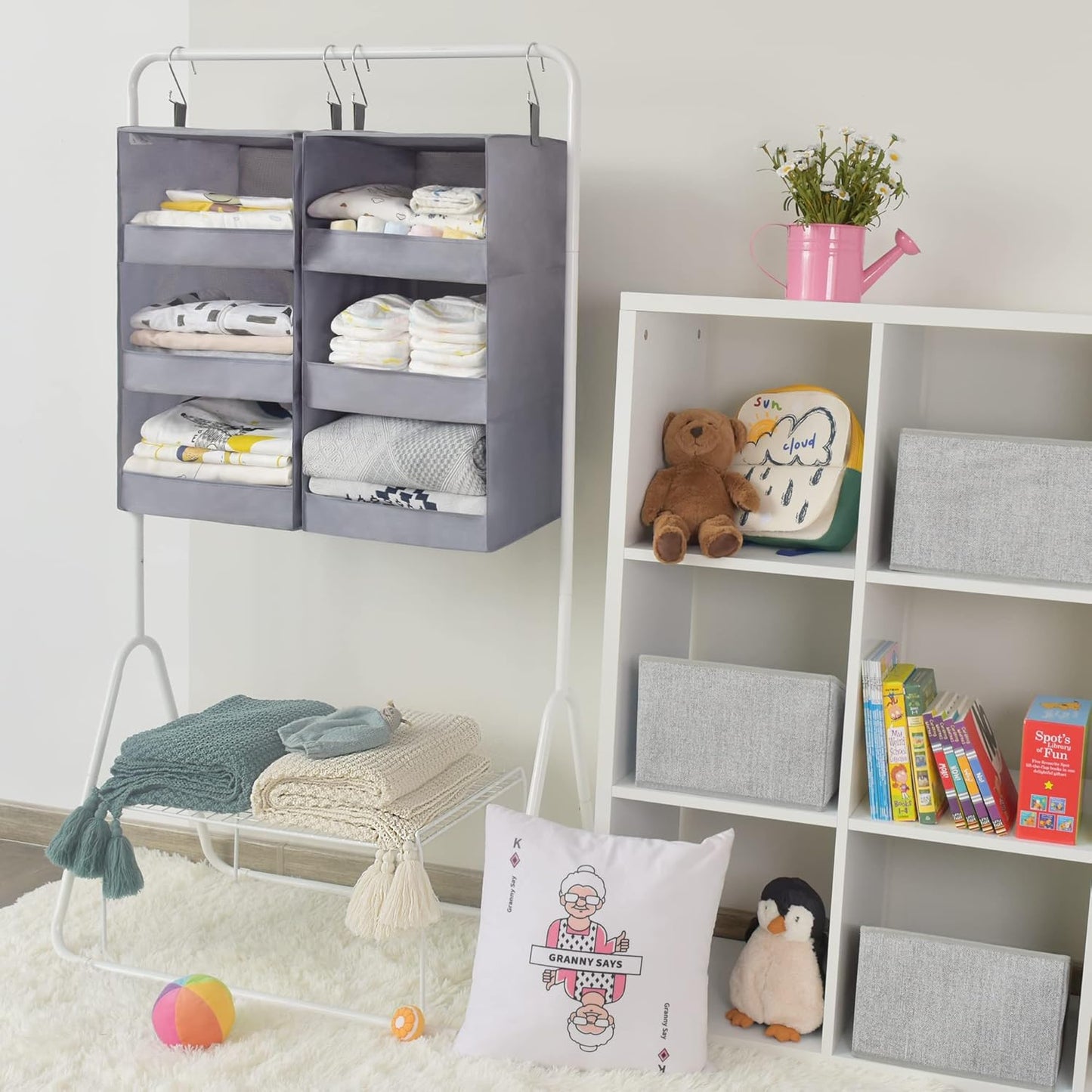GRANNY SAYS 3-Shelf Hanging Closet Organizer and Storage, Collapsible Hanging Closet Shelves, Hanging Organizer for Closet & RV, Gray, 29 ½" H X 12" W X 12" D, 1-Pack