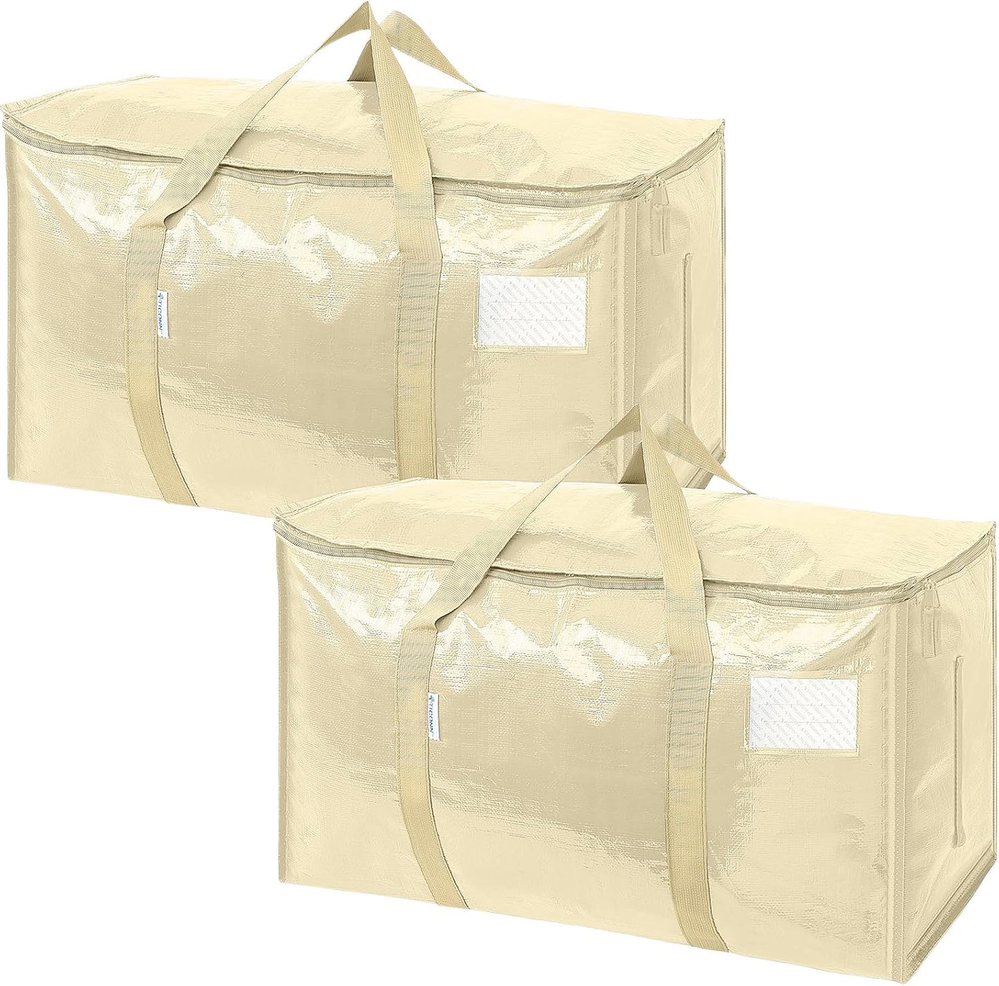 TICONN 4 Pack Extra Large Moving Bags Heavy Duty with Zippers & Carrying Handles, Durable Storage Bags Moving Boxes for Closet Organizers and Storage (4 Pack, Blue)