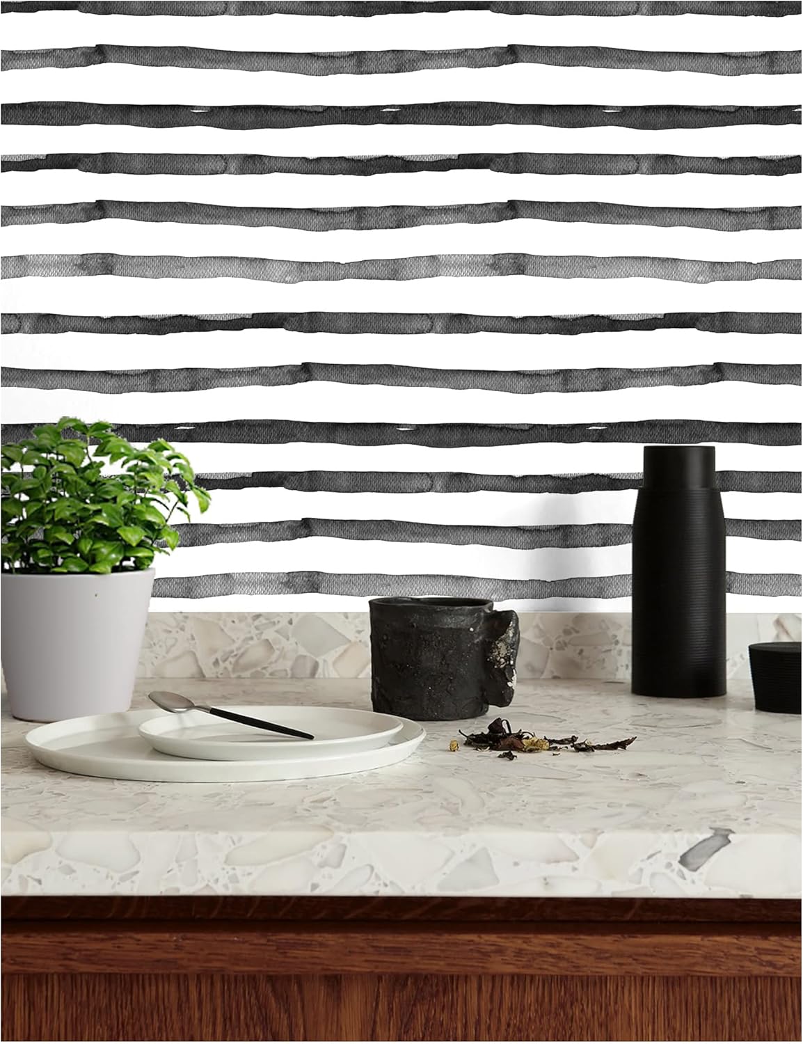 HAOKHOME Blue Wallpaper Peel and Stick Wall Paper Striped Coastal Boho Removable Indigo Blue/White Vinyl Self Adhesive for Bathroom Decor 17.7in x 32.8ft
