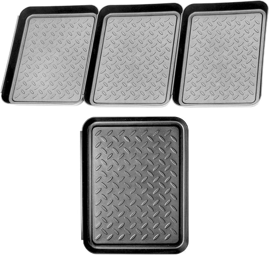 3PCS Boot Tray,Shoe Mat,Multi-Purpose Garden Tool Tray,Pet Food Mat,Waterproof for Indoor and Outdoor (Black, 14 x 11 Inch)