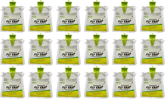 RESCUE! Outdoor Disposable Fly Trap – Hanging Fly Catcher with Attractant Bait, Fly Bag for Patio, Yard, Trash & Farm Areas – Easy-to-Use Outdoor Fly Control - 18 Traps