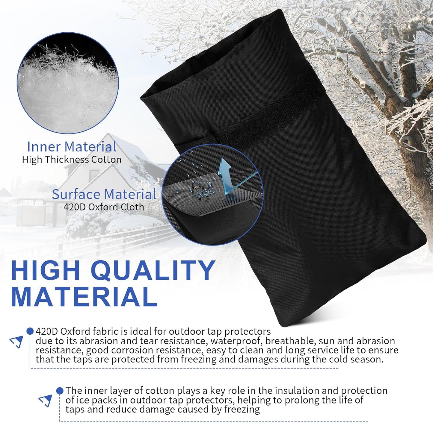 3 Pack Outdoor Faucet Covers for Winter Freeze Protection, 8.3" H X 5.4 "W Outside Garden Waterproof Freeze Protector Pipe Insulation, Spigot Insulation Socks Hose Bib Protector Prevent Backflow