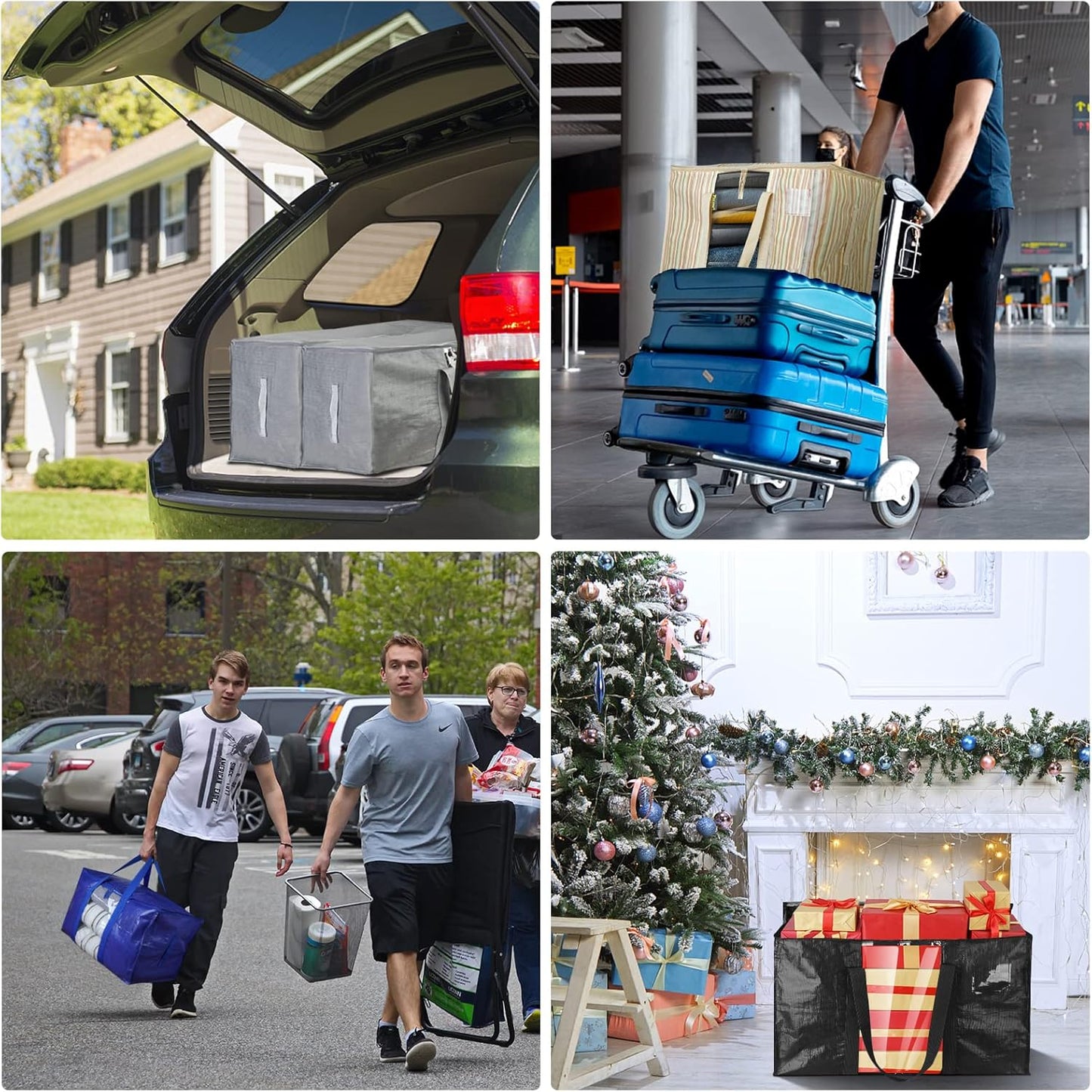 BALEINE 6-Pack Oversized Moving Bags with Reinforced Handles, Heavy-Duty Storage Tote for Clothes, Moving Supplies (Clear, 6-Pack)