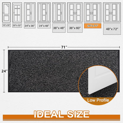 Mibao Front Door Mat, Dirt Trapper Welcome Mat for Outdoor Indoor, Non-Slip Waterproof Doormat, Durable Machine Washable Low Profile Entry Rug for Back Door Outside Patio Porch, 29.5" x 17", Grey