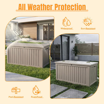 Outdoor Storage Box,38 Gallon Resin Deck Box,Waterproof & UV Resistant Lockable Package Delivery Bin,Toy Cabinet for Indoor & Outdoor