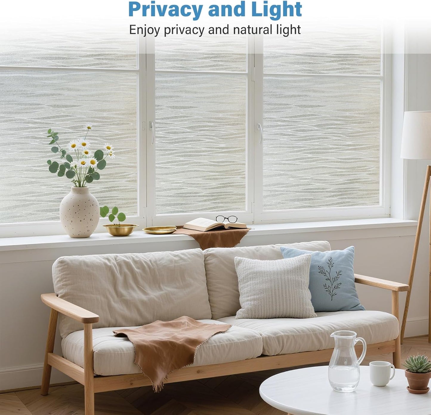 Finnez Frosted Window Film Non-Adhesive, Frosting Privacy Film for Glass Windows, Self Static-Cling Decorative Window Cling for Home Office UV Protection Cross Pattern 17.5 x 78.7 inches