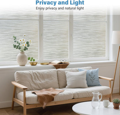 Finnez Frosted Window Film Non-Adhesive, Frosting Privacy Film for Glass Windows, Self Static-Cling Decorative Window Cling for Home Office UV Protection Cross Pattern 17.5 x 78.7 inches
