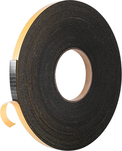Kikerike Self Adhesive Foam Tape Weatherstrip 1/2In x 1/4In x 16.5Ft High Density Foam Insulation Strips Seal Weather Stripping with Strong Adhesive for Door and Window Sound Isolation Soundproofing