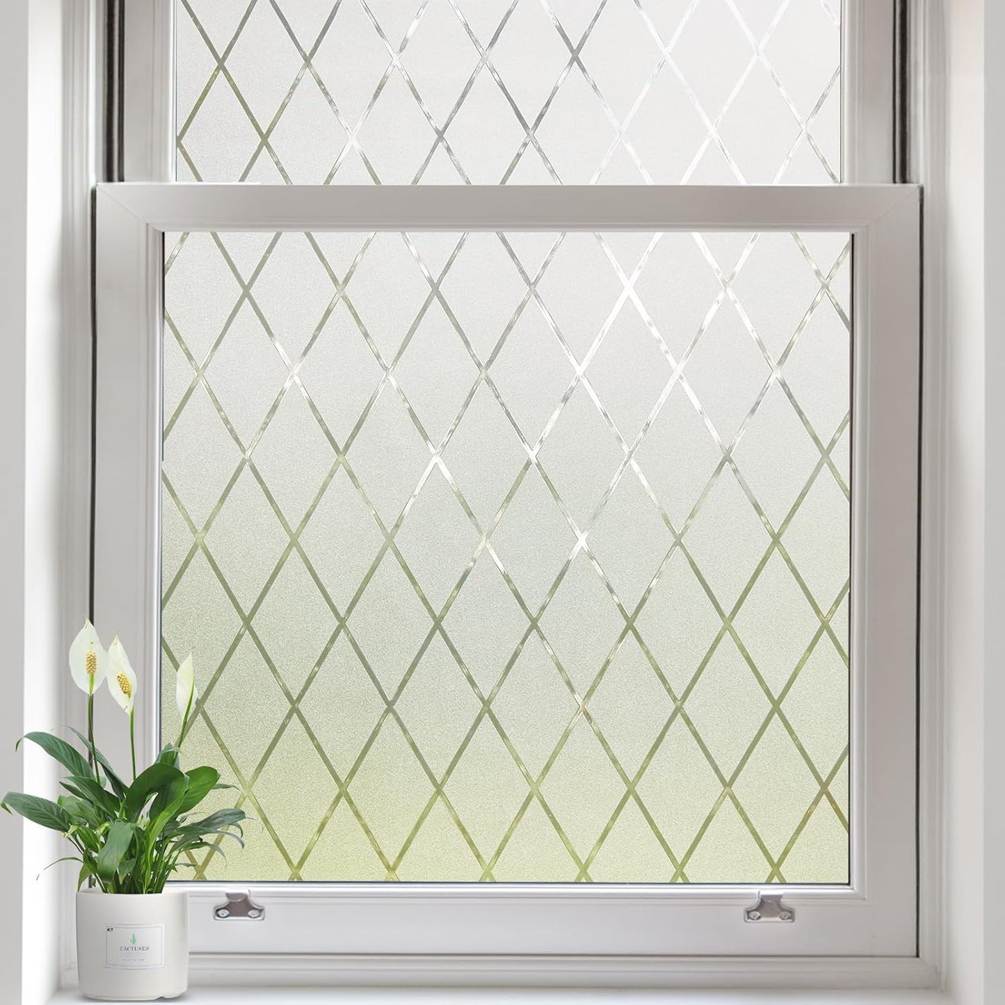 Privacy Window Film Day & Night, Static Cling Frosted Glass Window Film, 99% UV Blocking, No Glue Removable Window Covering for Bathroom Bedroom Kitchen Office (17.5 x 78.7 in)