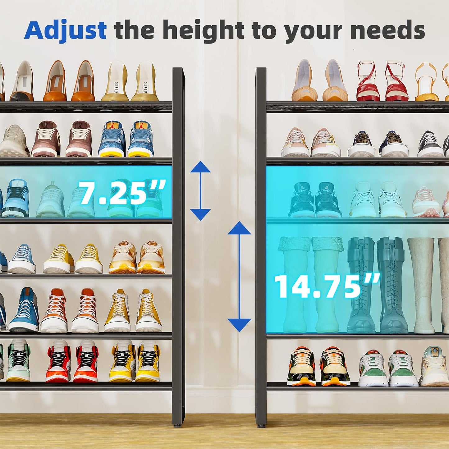 Simple Trending Tall Shoe Rack Storage Holds 40 Pairs, 10 Tier Shoe Organizer Shelf Large Capacity for Entryway Closet, Black