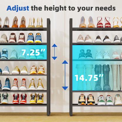 Simple Trending Tall Shoe Rack Storage Holds 40 Pairs, 10 Tier Shoe Organizer Shelf Large Capacity for Entryway Closet, Black