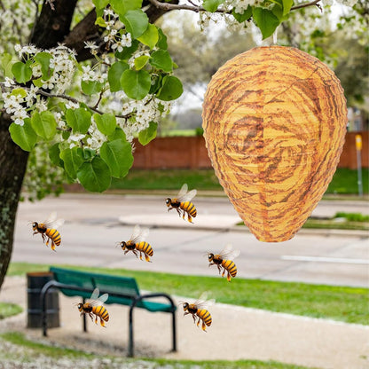DECYOOL 6 Pack Paper Fake Wasp Nests Decoys for Yellow Jackets and Wasps | ﻿ Oversized Paper Build, Eaves/Garbage/Pool Areas, Territorial Hive Mimicry, Hanging Design,Easy Mount