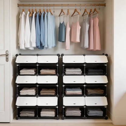 HealSmart Shoe Rack Organizer with Door, Shoe Storage Cabinet, Stackable Plastic Shelves for Closet, Entryway, Hallway, Bedroom, 8-Tier 32-Pair, White